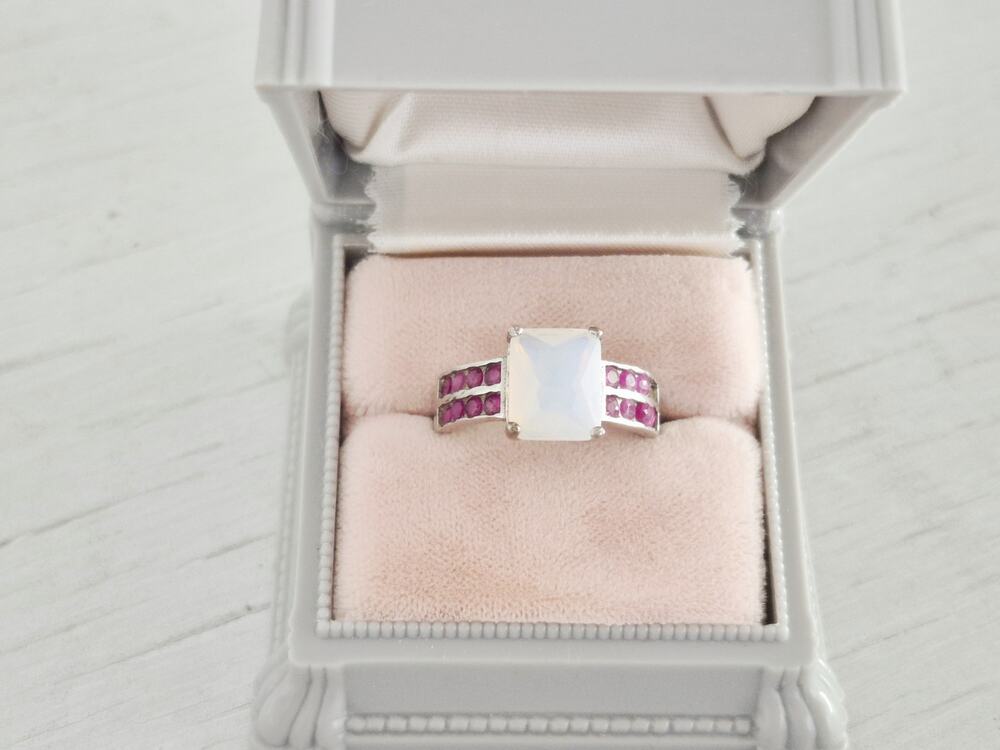 Sterling Silver Opal Ruby Ring